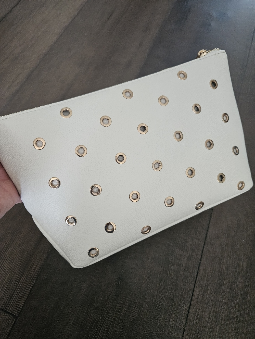 NWT Rachel Zoe Cream Cosmetic Pouch with Gold Grommets - Picture 3 of 8